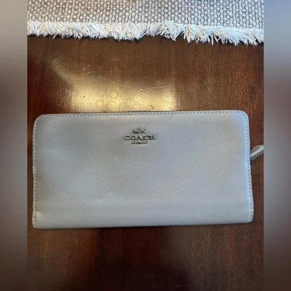 Coach Bags Coach Grey Dark Leather Slim Wallet Poshmark